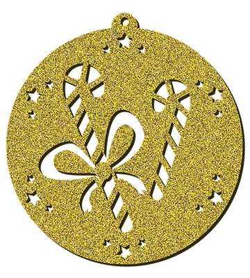 Decorazioni in legno – Glitter Christmas Ball - Candy cane.